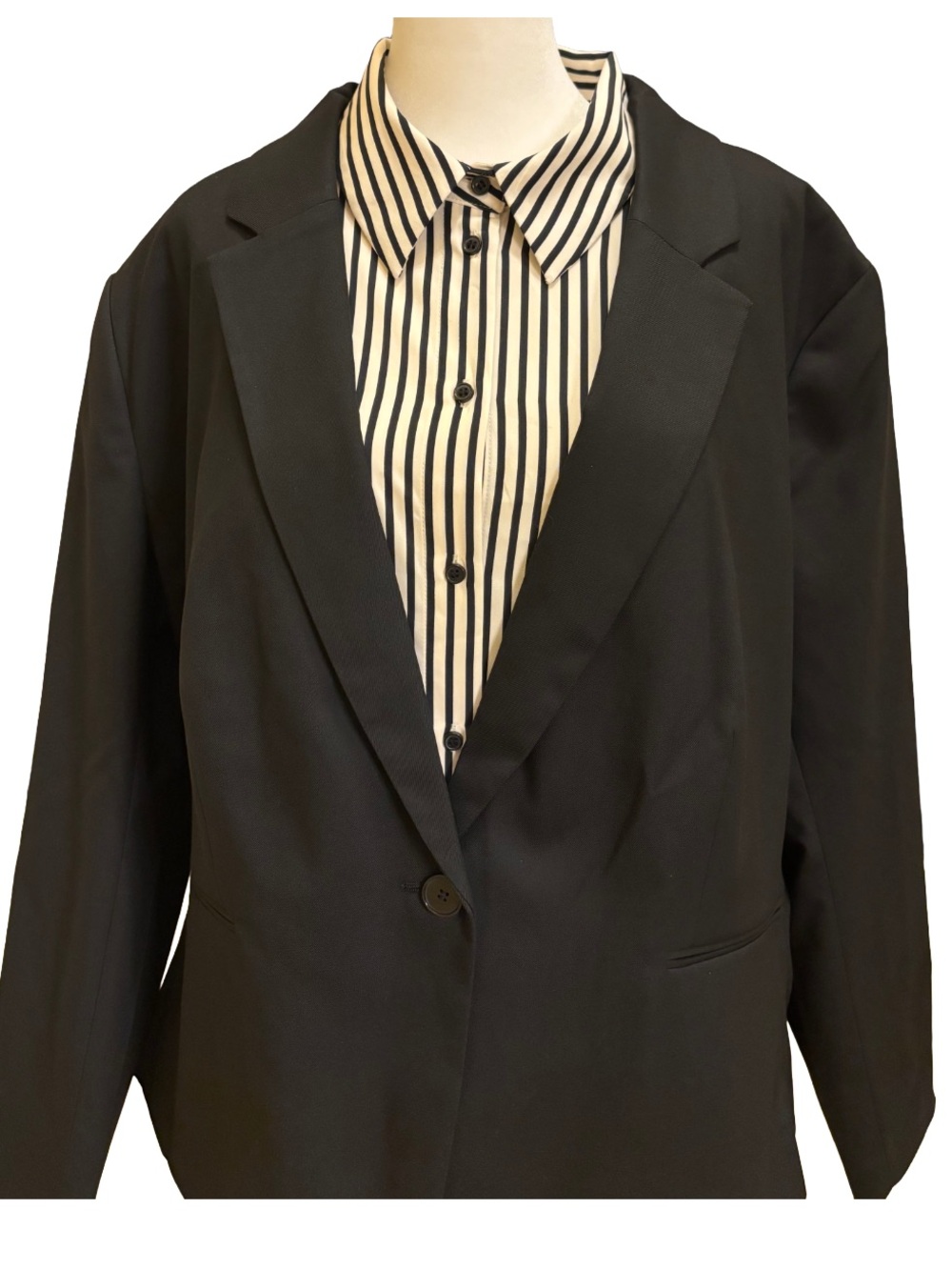 H&M Bundle-Black Single-Button Tailored Blazer Size XXL- Striped Top Size XL